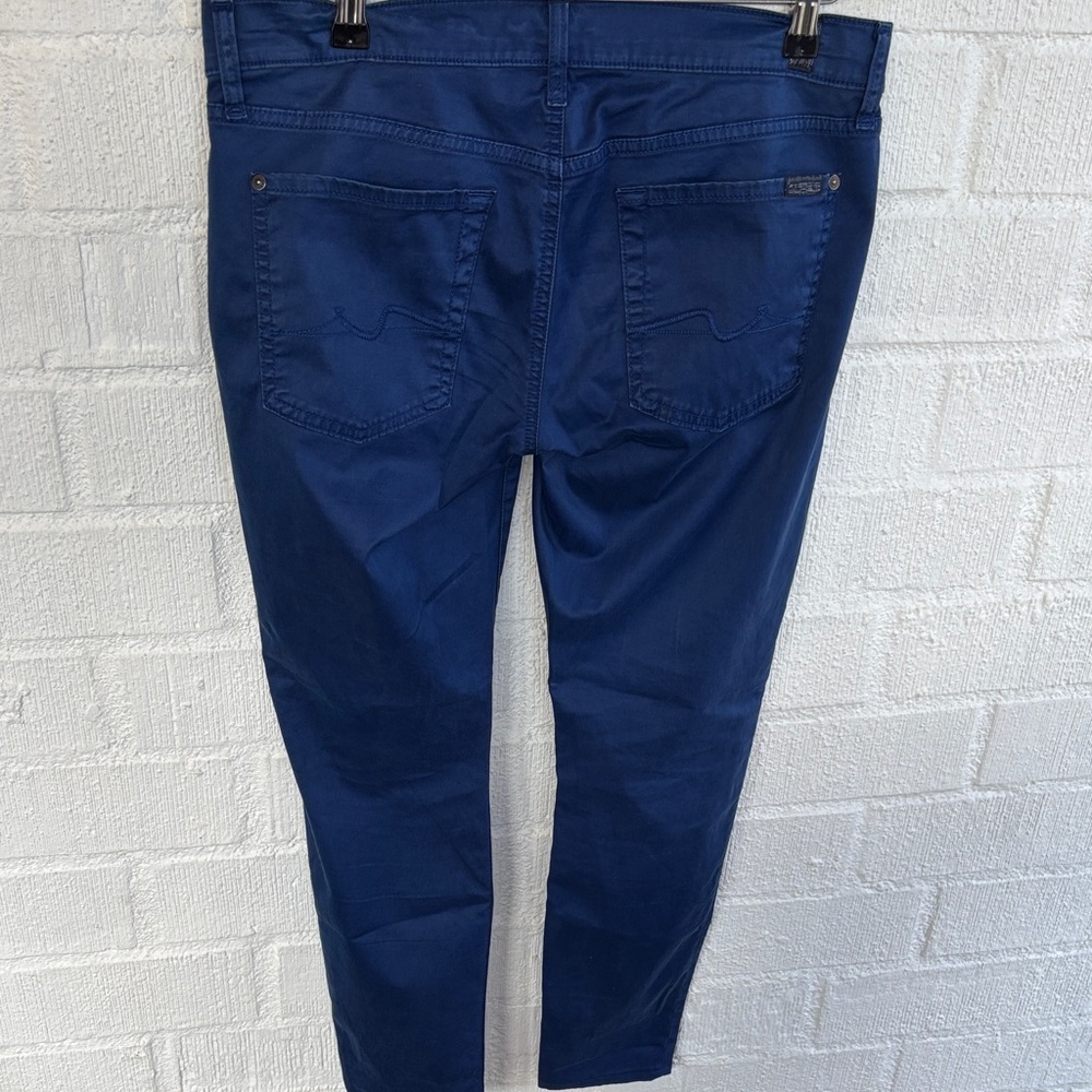 7 For All Mankind Gwenevere Skinny Twilight Blue Low Rise Pants sz 31